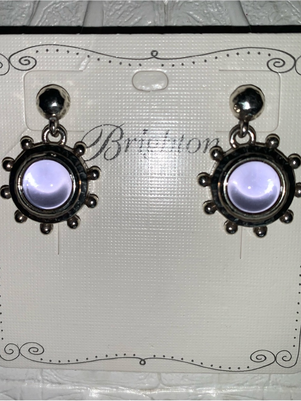 Brighton Jules Silver Plated Purple Post Round Drop Earrings $25
